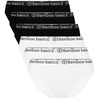BAMBOO BASICS Bamboo basics Damen Slips YARA, 6er Pack - Logo-Bund, atmungsaktiv, Single Jersey, Größe M in Schwarz