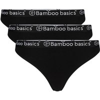 BAMBOO BASICS Bamboo basics Damen String EMMA, 3er Pack - Logo-Bund, atmungsaktiv, Single Jersey, Größe XL in Schwarz