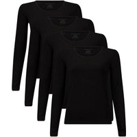 BAMBOO BASICS Bamboo basics Damen T-Shirt, 4er Pack - LARA Longsleeve, Unterhemd, Rundhals, uni, Größe L in Schwarz