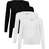BAMBOO BASICS Bamboo basics Damen T-Shirt, 4er Pack - LARA Longsleeve, Unterhemd, Rundhals, uni, Größe L in Schwarz