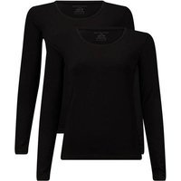 BAMBOO BASICS Bamboo basics Damen T-Shirt, 2er Pack - LARA Longsleeve, Unterhemd, Rundhals, uni, Größe S in Schwarz