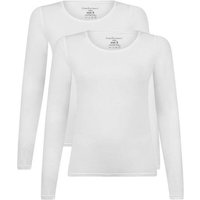 BAMBOO BASICS Bamboo basics Damen T-Shirt, 2er Pack - LARA Longsleeve, Unterhemd, Rundhals, uni, Größe L in Weiß