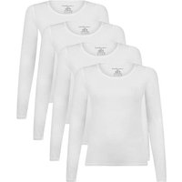 BAMBOO BASICS Bamboo basics Damen T-Shirt, 4er Pack - LARA Longsleeve, Unterhemd, Rundhals, uni, Größe M in Weiß