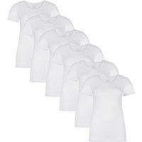 BAMBOO BASICS Bamboo basics Damen T-Shirt KATE, 6er Pack - Unterhemd, Rundhals, Single Jersey, Größe S in Weiß