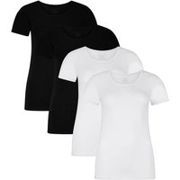 BAMBOO BASICS Bamboo basics Damen T-Shirt KATE, 4er Pack - Unterhemd, Rundhals, Single Jersey, Größe XL in Schwarz