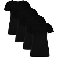 BAMBOO BASICS Bamboo basics Damen T-Shirt KATE, 4er Pack - Unterhemd, Rundhals, Single Jersey, Größe L in Schwarz