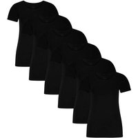 BAMBOO BASICS Bamboo basics Damen T-Shirt KATE, 6er Pack - Unterhemd, Rundhals, Single Jersey, Größe L in Schwarz