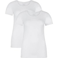 BAMBOO BASICS Bamboo basics Damen T-Shirt KATE, 2er Pack - Unterhemd, Rundhals, Single Jersey, Größe M in Weiß