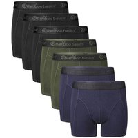 BAMBOO BASICS Bamboo basics Herren Boxer Shorts, 7er Pack - RICO7P, atmungsaktiv, Single Jersey, Größe L in Schwarz