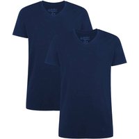 BAMBOO BASICS Bamboo basics Herren T-Shirt VELO, 2er Pack - Unterhemd, V-Neck, Single Jersey, Größe S in Blau