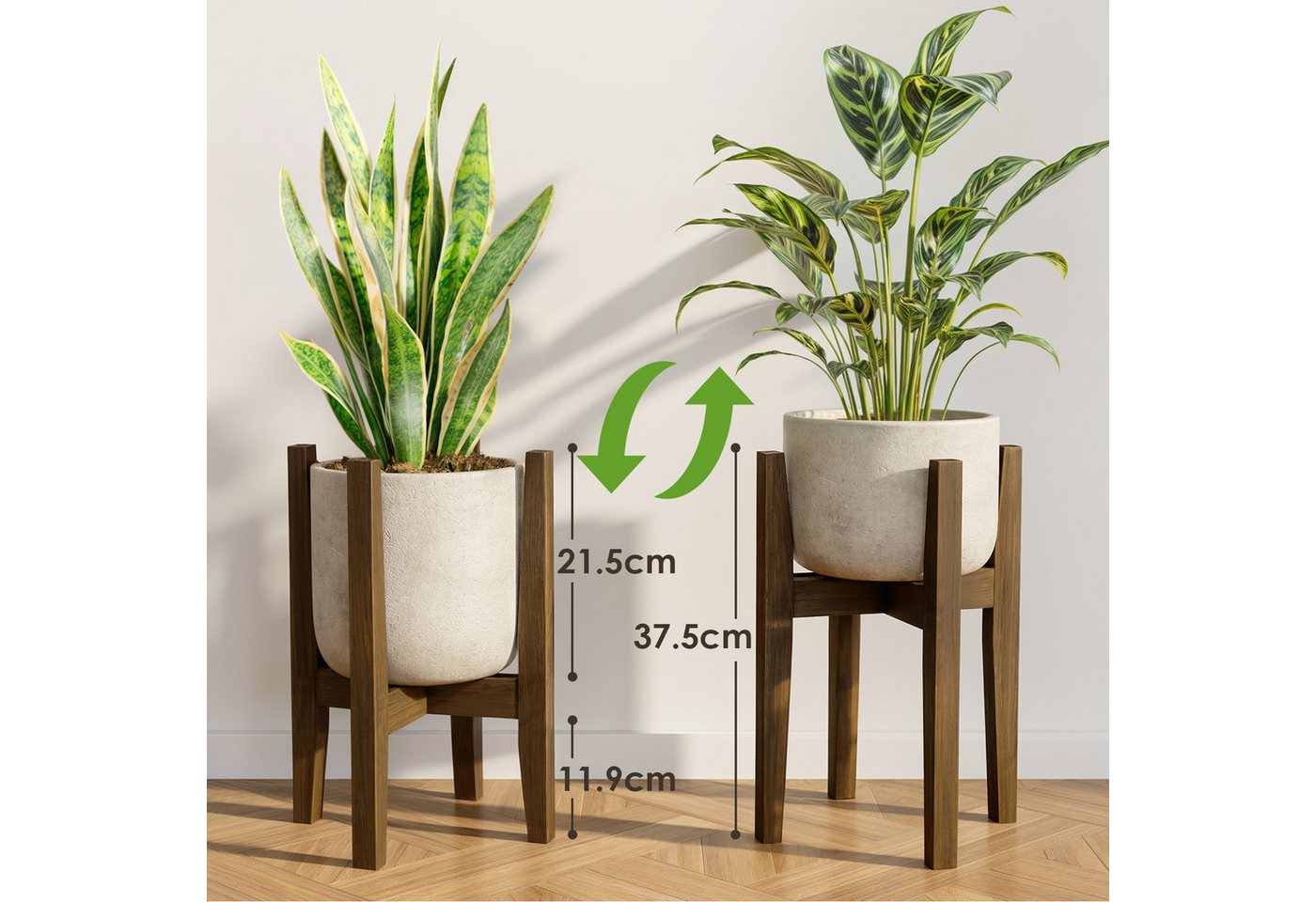 Bamworld Blumenhocker aus Bambus, Blumenständer Outdoor/Indoor Teleskopisch Verstellbar (1 St), Wetterfest für Balkon Wohnzimmer – Bild 2 von 4