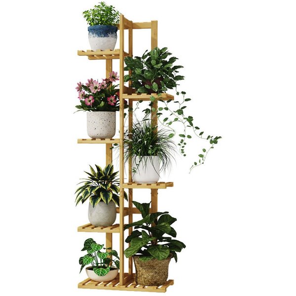 Bamworld Blumenständer Bambus-Pflanzenständer 6-stufig, 40 x 20,3 x 121,9 cm (1 St), Ideal für Terrasse, Garten, Balkon sowie Wohnzimmer & Schlafzimmer
