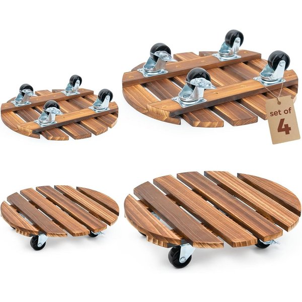 Bamworld Pflanzenroller mit Rollen, robust für schwere Pflanzen, 30,5 cm, Indoor & Outdoor, (4-St), 360° drehbar mit Bremse, Tragfähigkeit 109 kg