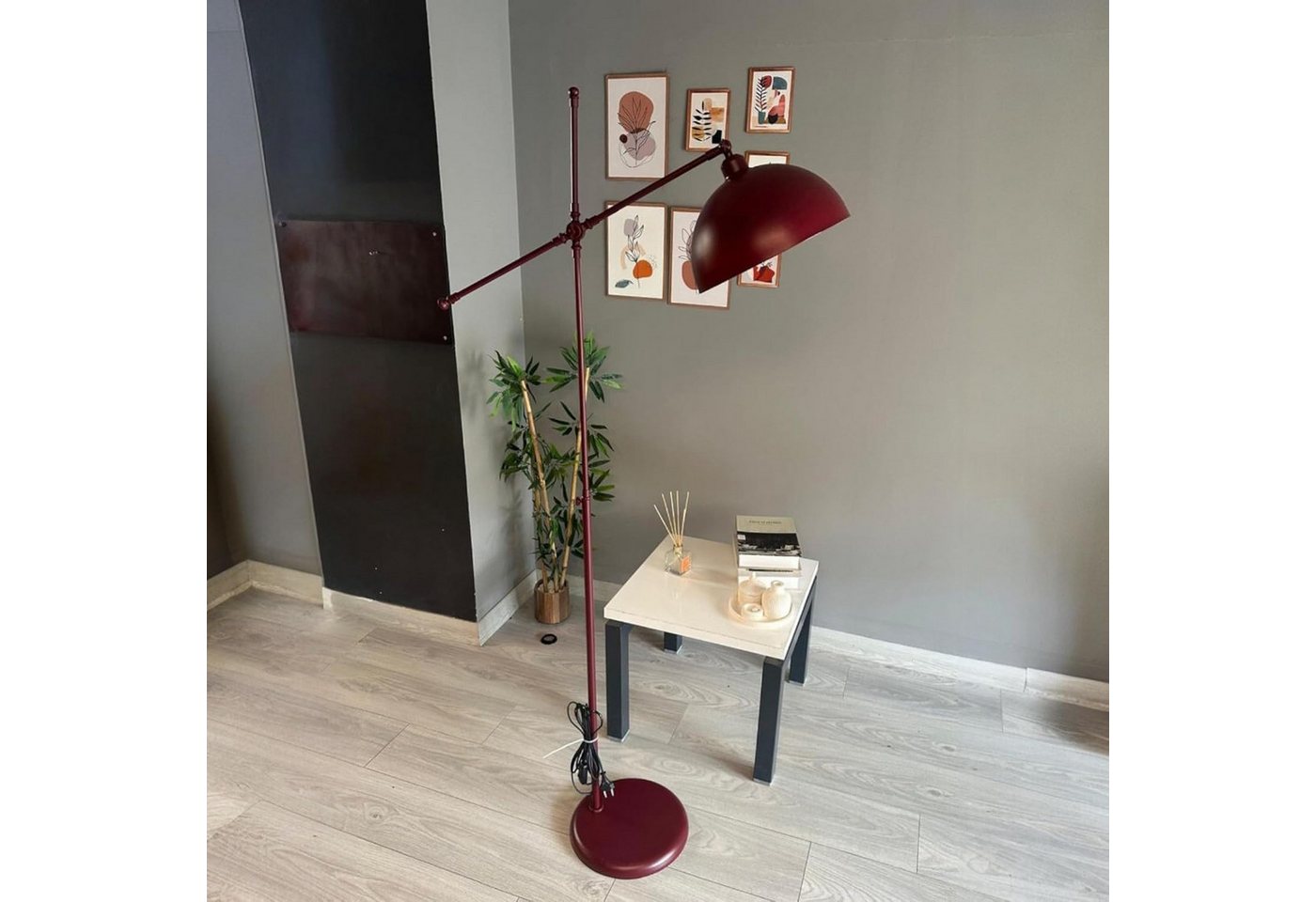 Bamyum Stehlampe Stehlampe aus Metall mit E27, verstellbarer Lampenschirm, ohne Leuchtmittel, E27, verstellbarer Lampenschirm, Stehluchte mit Ablage – Bild 4 von 5