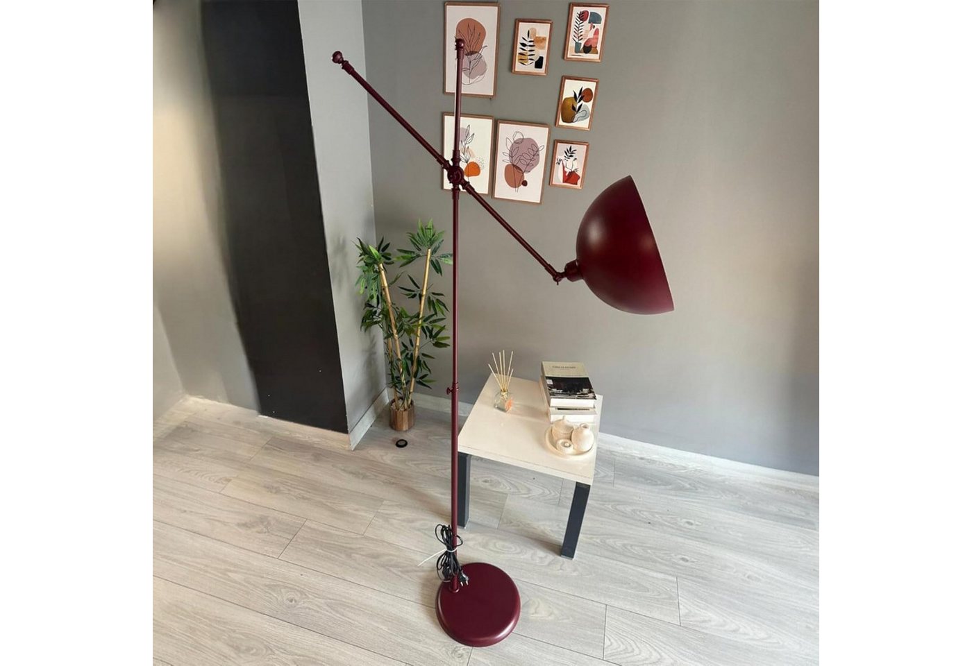 Bamyum Stehlampe Stehlampe aus Metall mit E27, verstellbarer Lampenschirm, ohne Leuchtmittel, E27, verstellbarer Lampenschirm, Stehluchte mit Ablage – Bild 5 von 5