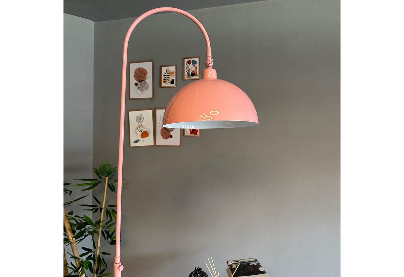 Bamyum Stehlampe Moderne Stehlampe aus Metall mit E27, verstellbarer Lampenschirm, ohne Leuchtmittel, E27, verstellbarer Lampenschirm, Stehluchte mit Ablage – Bild 3 von 5