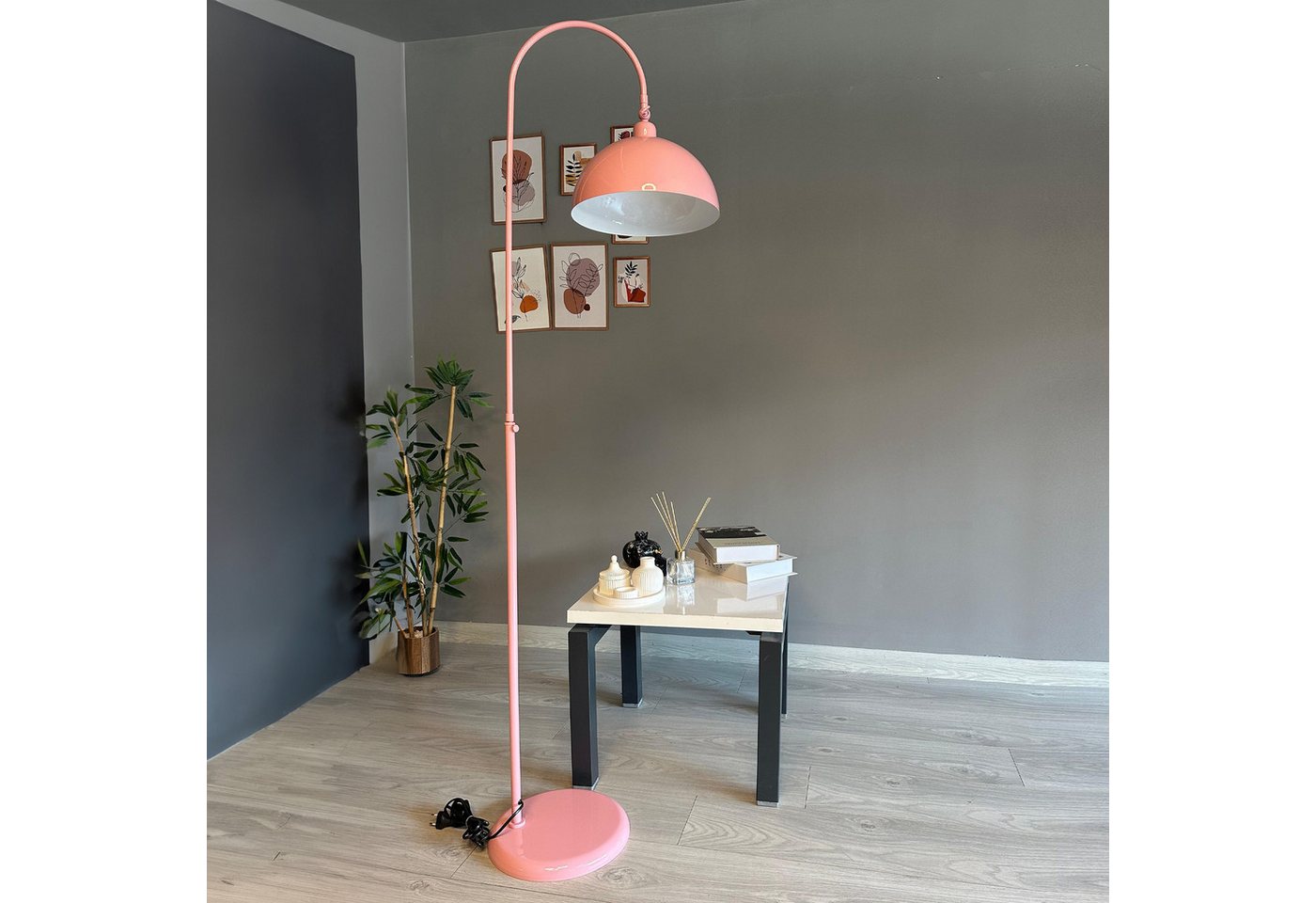 Bamyum Stehlampe Moderne Stehlampe aus Metall mit E27, verstellbarer Lampenschirm, ohne Leuchtmittel, E27, verstellbarer Lampenschirm, Stehluchte mit Ablage – Bild 5 von 5