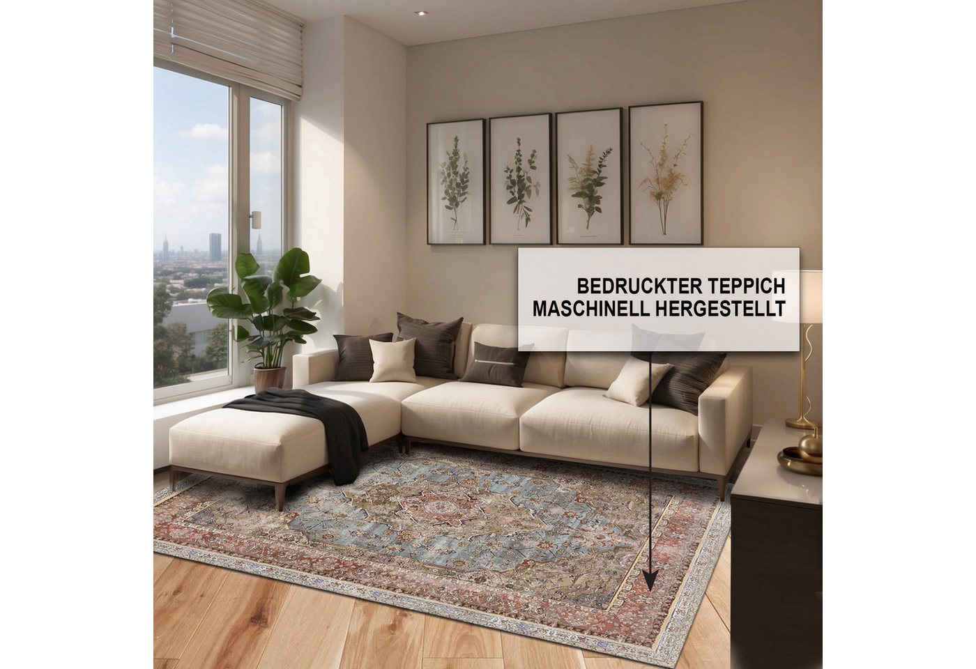 Bamyum Teppich Avlin Teppich mit Chenille-Druck, Waschbarer, Antibakteriell Teppich – Bild 3 von 5