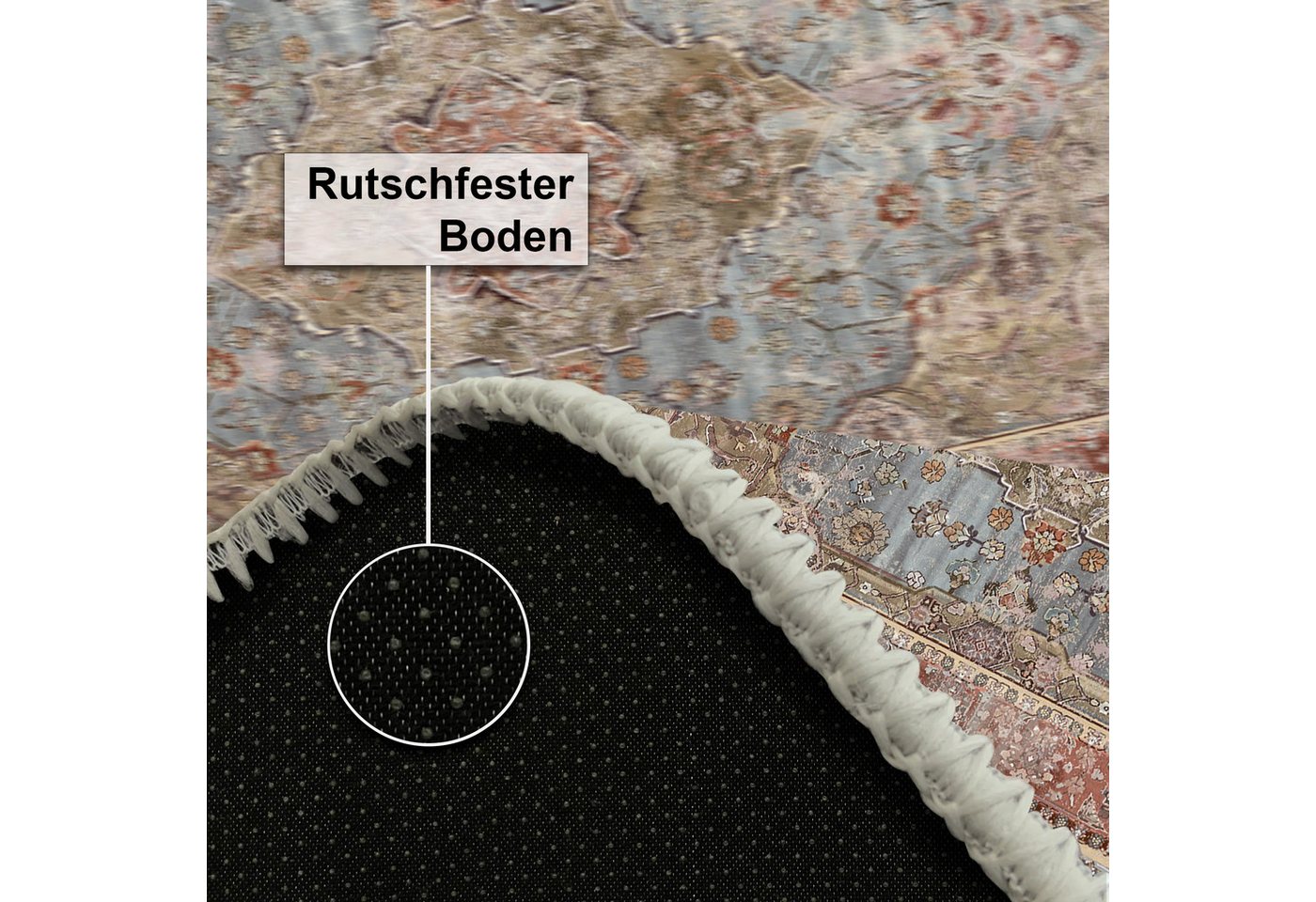 Bamyum Teppich Avlin Teppich mit Chenille-Druck, Waschbarer, Antibakteriell Teppich – Bild 4 von 5
