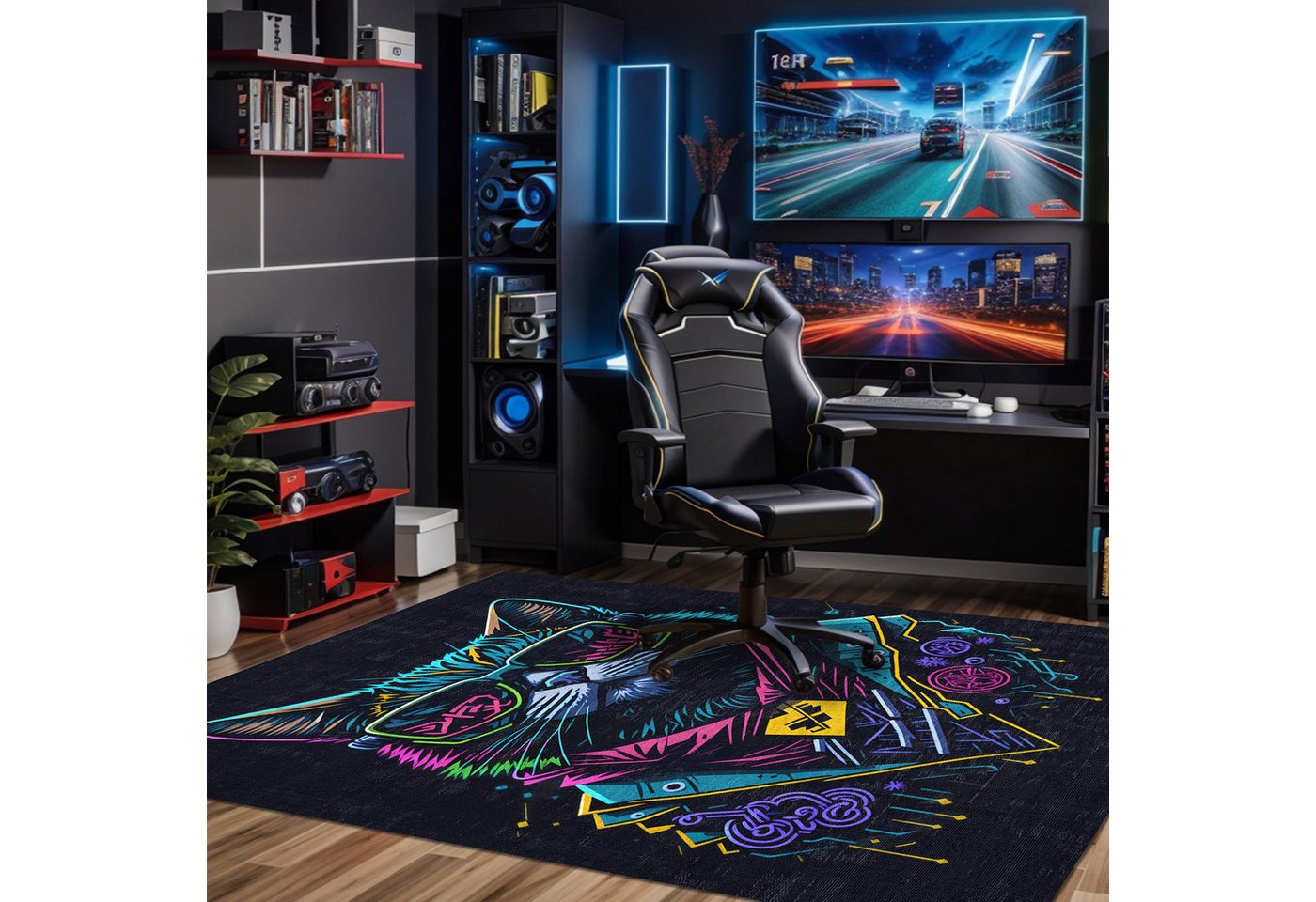 Bamyum Teppich Blackcat Chenille Druck Teppich, Gaming Videospiel Waschbarer Teppich, Einzelstück – Bild 2 von 5