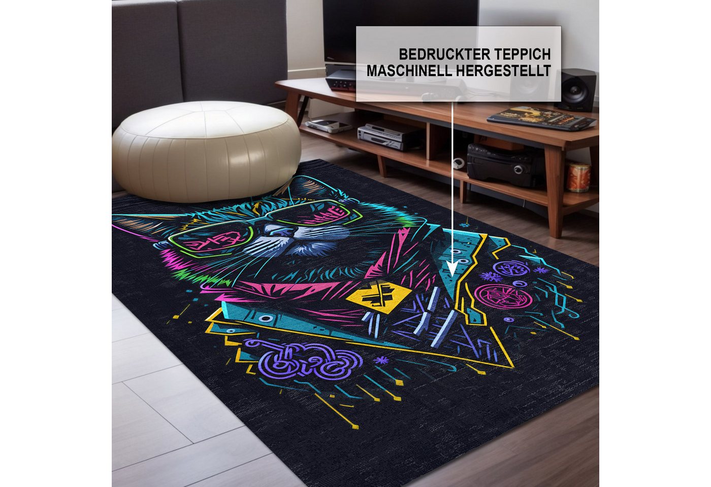 Bamyum Teppich Blackcat Chenille Druck Teppich, Gaming Videospiel Waschbarer Teppich, Einzelstück – Bild 3 von 5