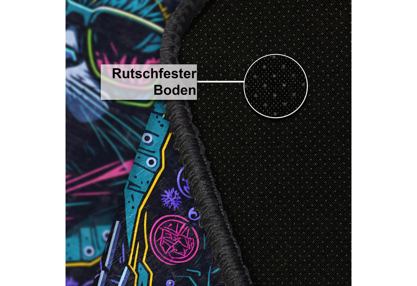 Bamyum Teppich Blackcat Chenille Druck Teppich, Gaming Videospiel Waschbarer Teppich, Einzelstück – Bild 4 von 5
