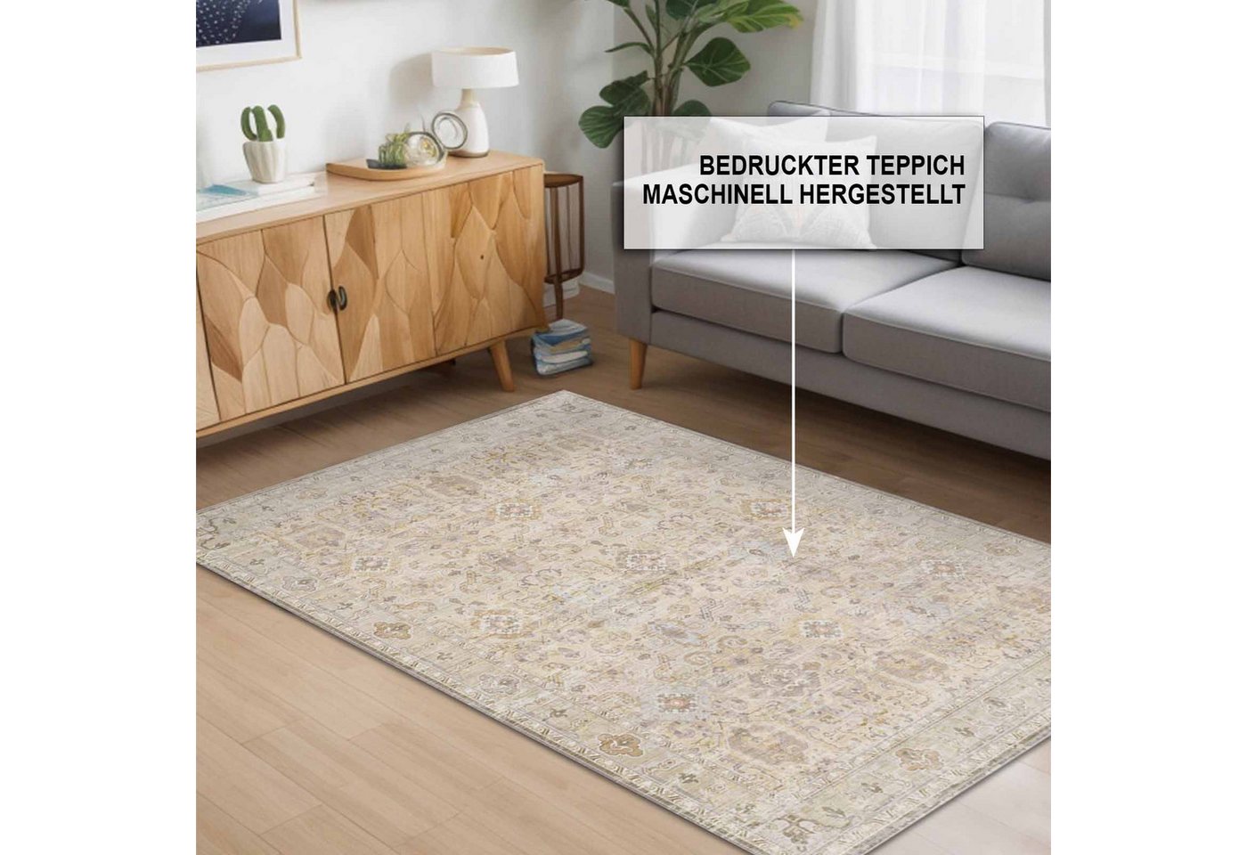 Bamyum Teppich Ryella Teppich mit Chenille Druck, Waschbarer Antibakteriell Teppich, Einzelstück – Bild 3 von 5