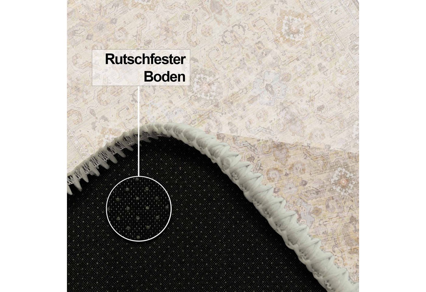 Bamyum Teppich Ryella Teppich mit Chenille Druck, Waschbarer Antibakteriell Teppich, Einzelstück – Bild 4 von 5