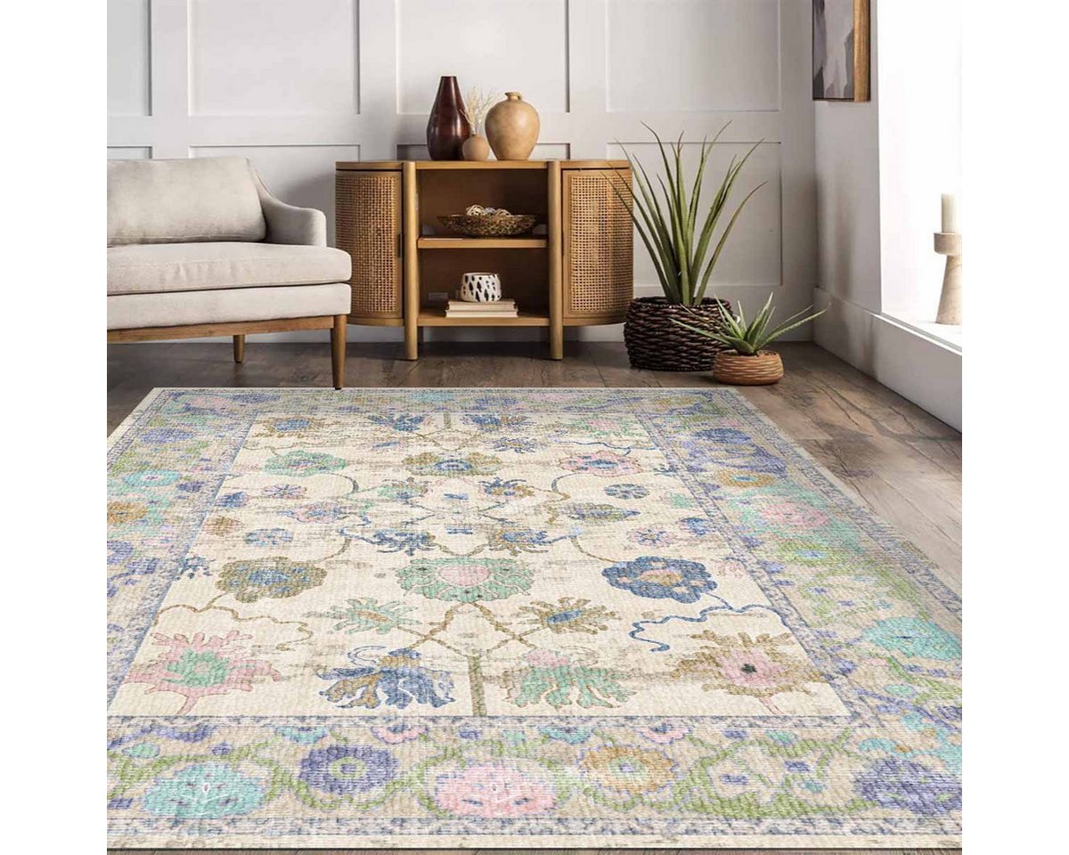 Bamyum Teppich Simay Teppich mit Chenille Druck, Waschbarer Antibakteriell Teppich, Einzelstück – Bild 2 von 5
