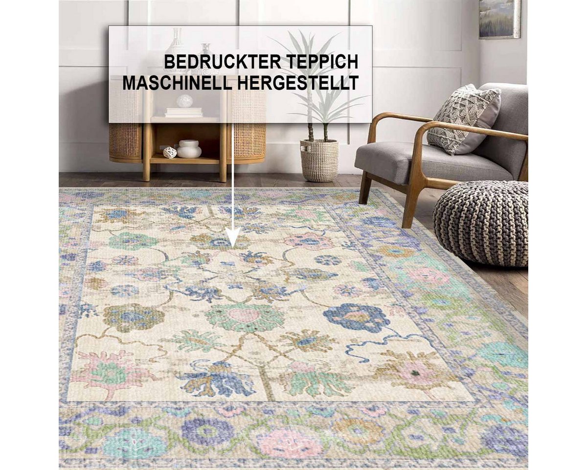 Bamyum Teppich Simay Teppich mit Chenille Druck, Waschbarer Antibakteriell Teppich, Einzelstück – Bild 3 von 5