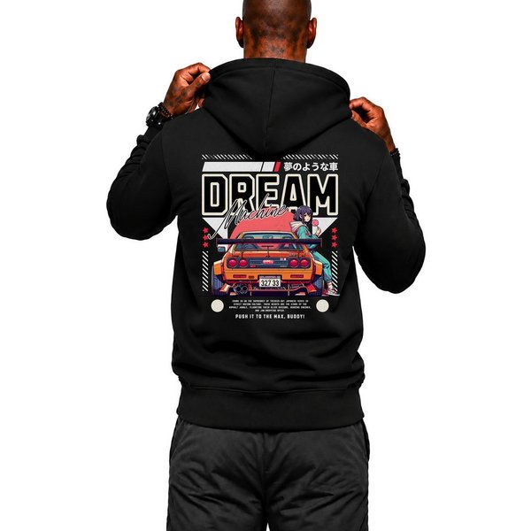 Banco Hoodie Herren Kapuzenpullover Pullover Pulli Sportwagen -Dream Machine mit Kapuze, zwei Eingriffstaschen und Sportwagen Anime Rückenprint