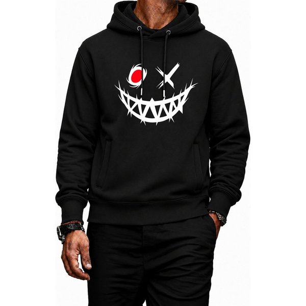 Banco Hoodie Herren Kapuzenpullover Pullover Pulli Langarmshirt "Scary Smiley" mit Kapuze und zwei Taschen