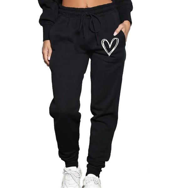 Banco Jogginghose Damen Jogginghose Sweatpants Freizethose Heart Herz Größen S-XXL, hochwertiger Druck