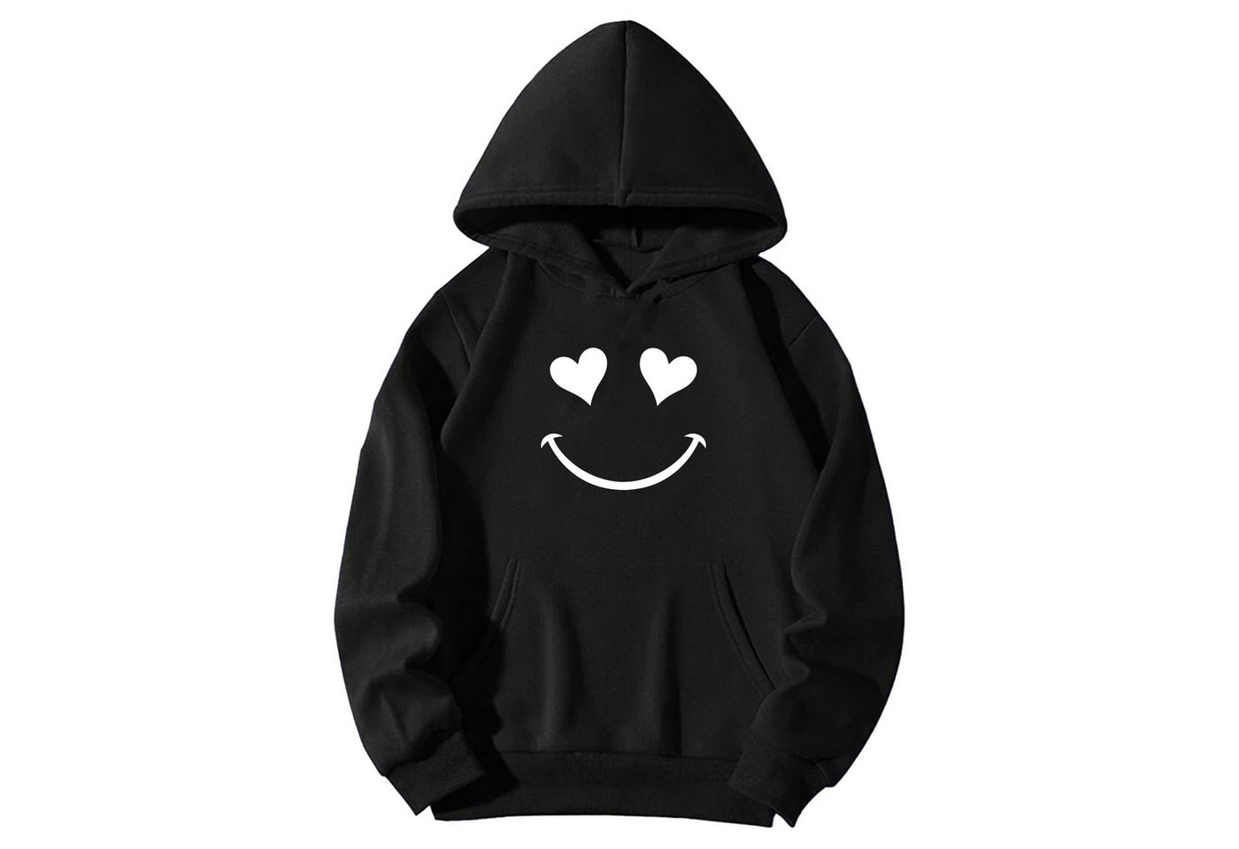 Banco Kapuzenpullover Damen Lächeln Smile Herz Pullover Uni Rundhalsausschnitt in Uni Farbe – Bild 2 von 3