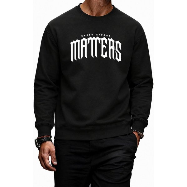 Banco Rundhalspullover Herren Every Move Matters Frontprint Rundhals Streetwear Baumwolle Every-Move-Matters-Frontprint und elastische Rippbündchen