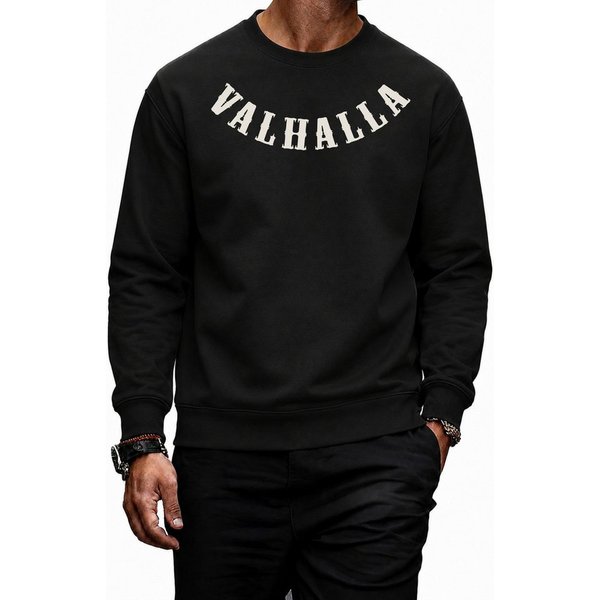 Banco Sweatshirt Herren Valhalla Wikinger Front- und Rückenprint mit Valhalla-Frontprint und großem Wikinger-Rückenprint