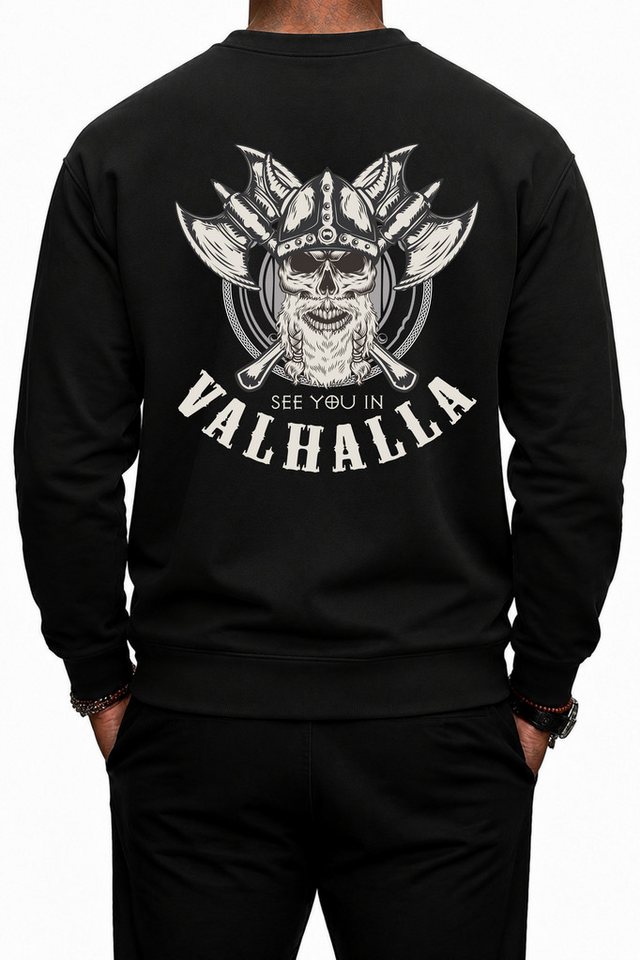 Banco Sweatshirt Herren Valhalla Wikinger Front- und Rückenprint mit Valhalla-Frontprint und großem Wikinger-Rückenprint – Bild 2 von 2