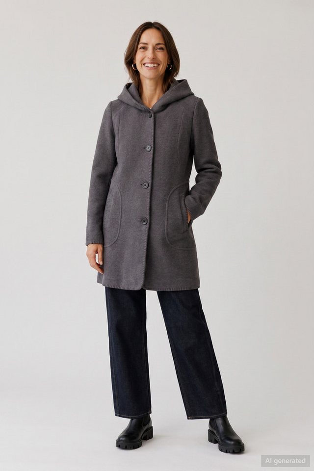 Barbara Lebek Wolljacke Wintermantel oder Damenmantel mit Innentasche – Bild 2 von 2
