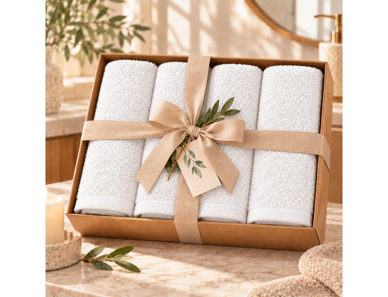 BARBONS Badetücher Duschtücher Set, Handtücher 4-tlg 70x140cm Badetuch, Handtuch, (4-St), Walkfrottee, 100% Baumwolle, saugstark, weich – Bild 4 von 5