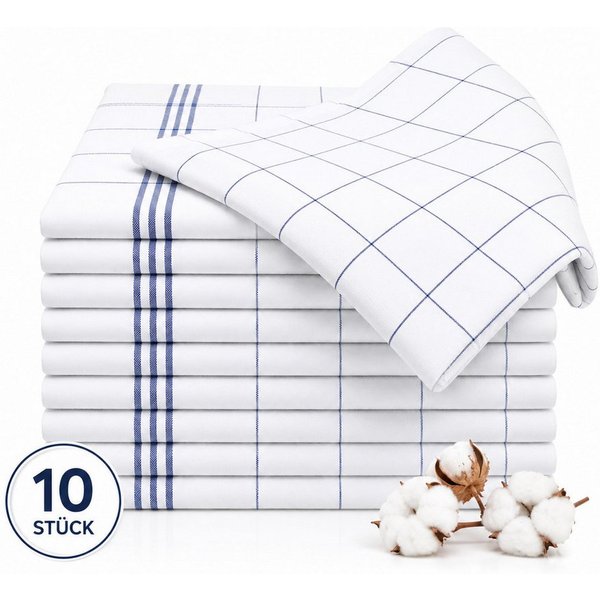 BARBONS Geschirrtuch Allzweck Tücher, Geschirrtücher, Trockentuch, Küchentuch, (10 er, 10-tlg), Premium Qualität, 100% Baumwolle, Blau