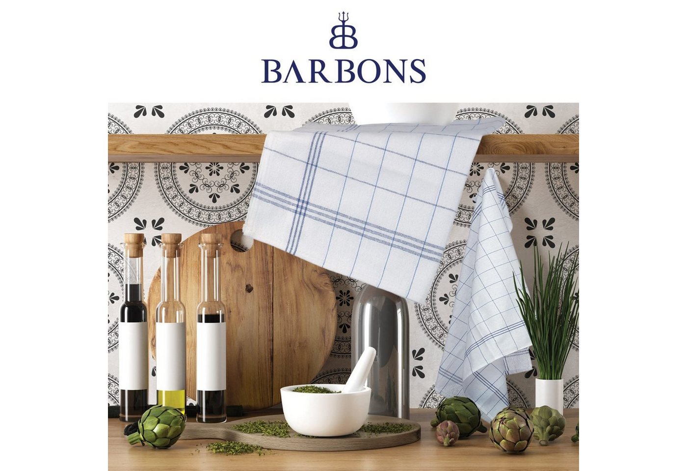 BARBONS Geschirrtuch Allzweck Tücher, Geschirrtücher, Trockentuch, Küchentuch, (10 er, 10-tlg), Premium Qualität, 100% Baumwolle, Blau – Bild 3 von 5