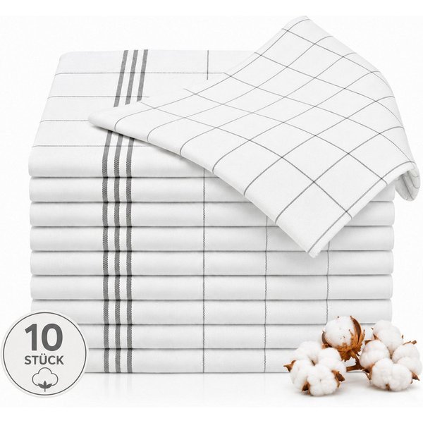 BARBONS Geschirrtuch Allzweck Tücher, Geschirrtücher, Trockentuch, Küchentuch, (10 er, 10-tlg), Premium Qualität, 100% Baumwolle, Schwarz