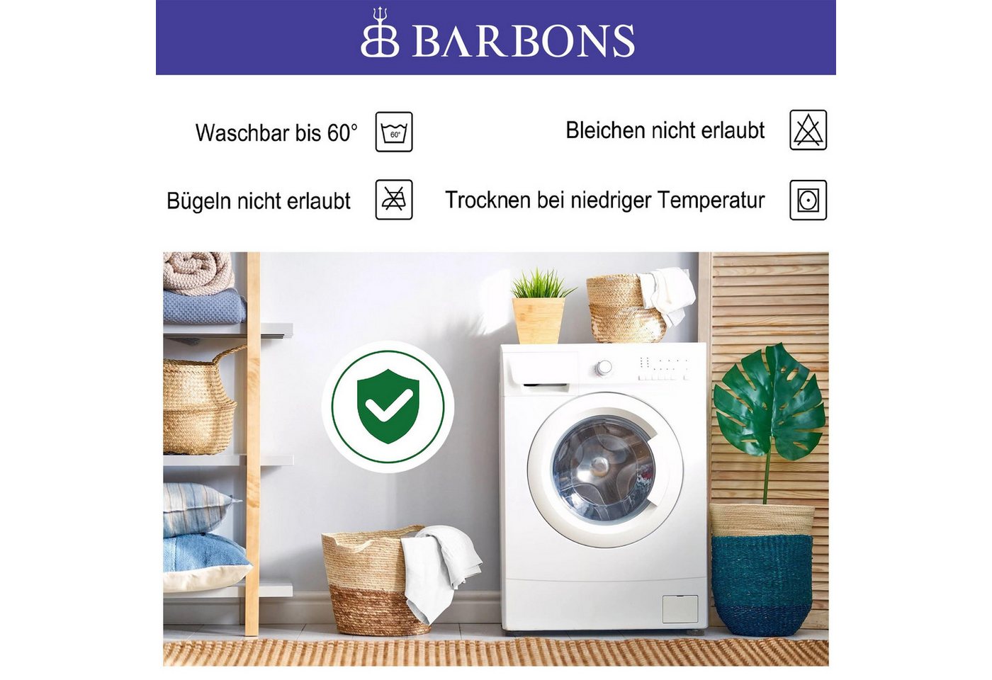 Matratzenschoner, Matratzenauflage OEKO-TEX zertifiziert, Matratzenschutz Baumwolle BARBONS, Atmungsaktiv, Wasserdicht, Knisterfrei – Bild 2 von 5