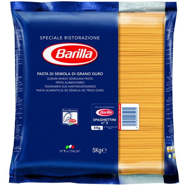 Barilla Nudeln, Barilla Basta Nudeln Spaghettini Nummer 3 Hartweizennudeln 5000g