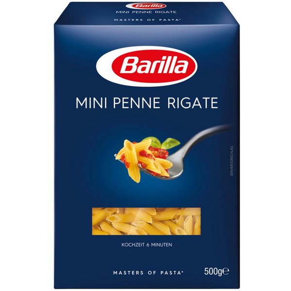 Barilla Nudeln, Barilla Piccolini Mini Penne Rigate Pasta aus Hartweizengriess 500g