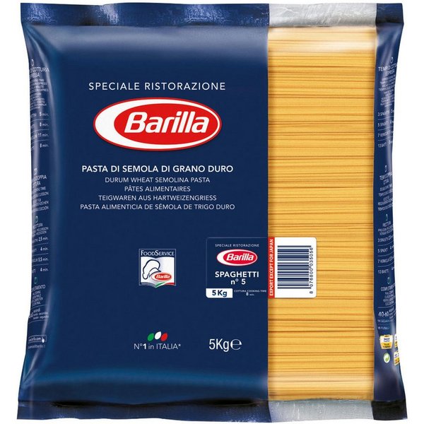Barilla Nudeln, Barilla Spaghetti Nr 5 Lange Pasta aus Hartweizengriess 5000g