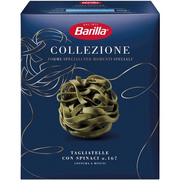 Barilla Nudeln, Barilla Collezione Tagliatelle con Spinaci Pasta aus Hartweizen 500g