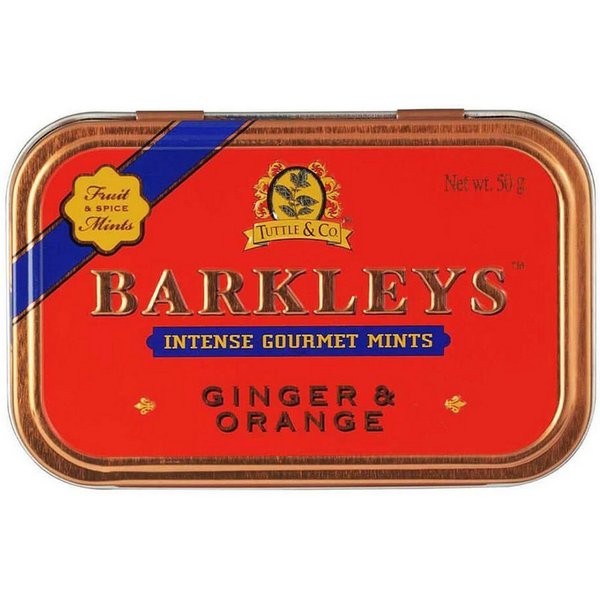 BARKLEYS Süßigkeit, Barkleys Pastillen Tin Ginger und Orange in einer Metalldose 50g