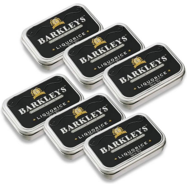 BARKLEYS Süßigkeit, Barkleys Liquorice Pastillen Lakritz in einer Metalldose 50g 6er Pack