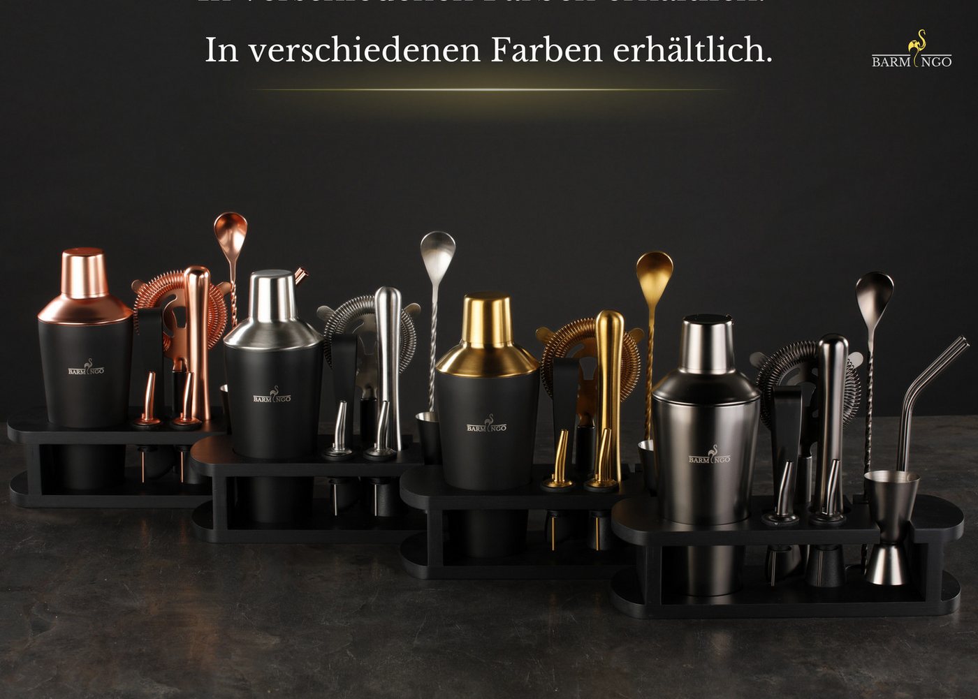 BARMINGO Cocktail-Set Edelstahl Cocktail Shaker Set (700 oder 500ml) mit Bar Zubehör, (Cocktailshaker Set, 11-tlg., für Profis und Anfänger), Cocktail Zubehör m – Bild 2 von 5